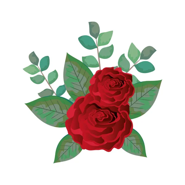 Větev s růže a lístečky — Stockový vektor