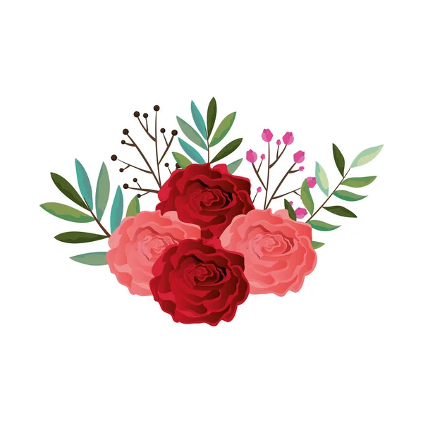 Hermoso icono de decoración de rosal — Vector de stock