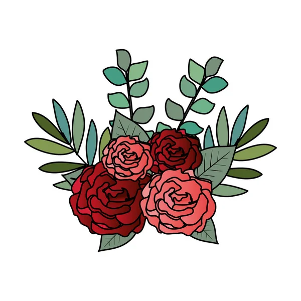 Hermoso icono de decoración de rosal — Vector de stock