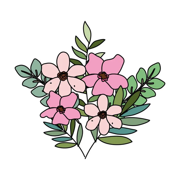 Όμορφη διακόσμηση λουλουδιών και φύλλων — Διανυσματικό Αρχείο