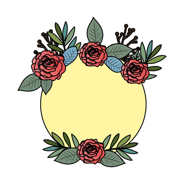 Corona de flores con hermosa decoración de rosal — Archivo Imágenes Vectoriales