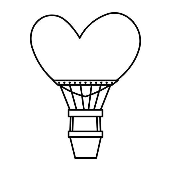 Hete reis van de lucht van de ballon met hart — Stockvector