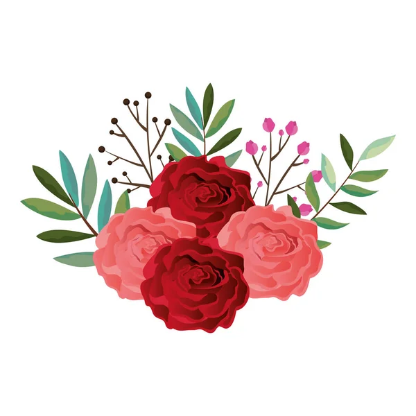 Beautiful rosebush decoration icon — Stock Vector