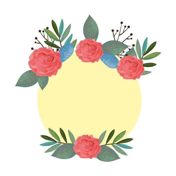 Corona de flores con hermosa decoración de rosal — Vector de stock