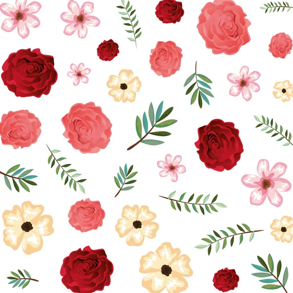 Beautiful flowers and roses pattern — Stock Vector