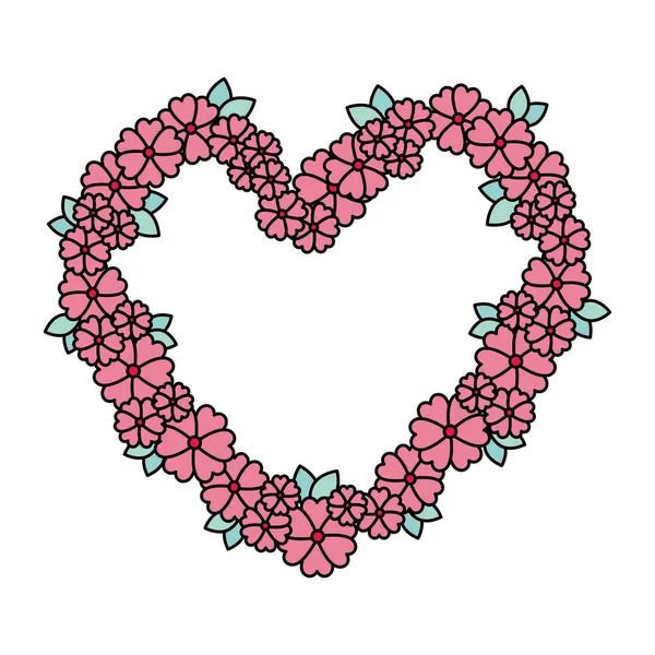 Décoration florale en forme de coeur — Image vectorielle
