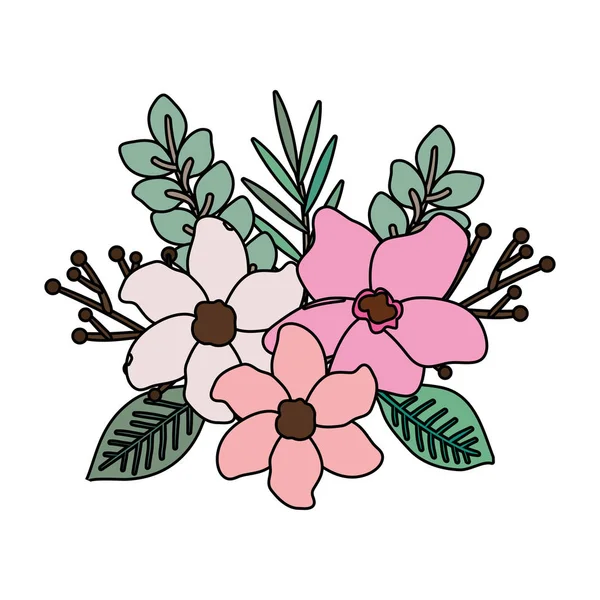 美しい花や葉の装飾 — ストックベクタ