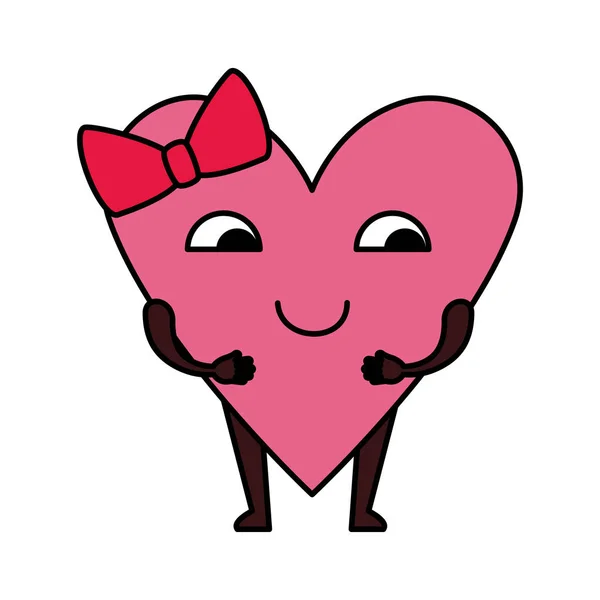 Corazón amor femenino kawaii carácter — Vector de stock