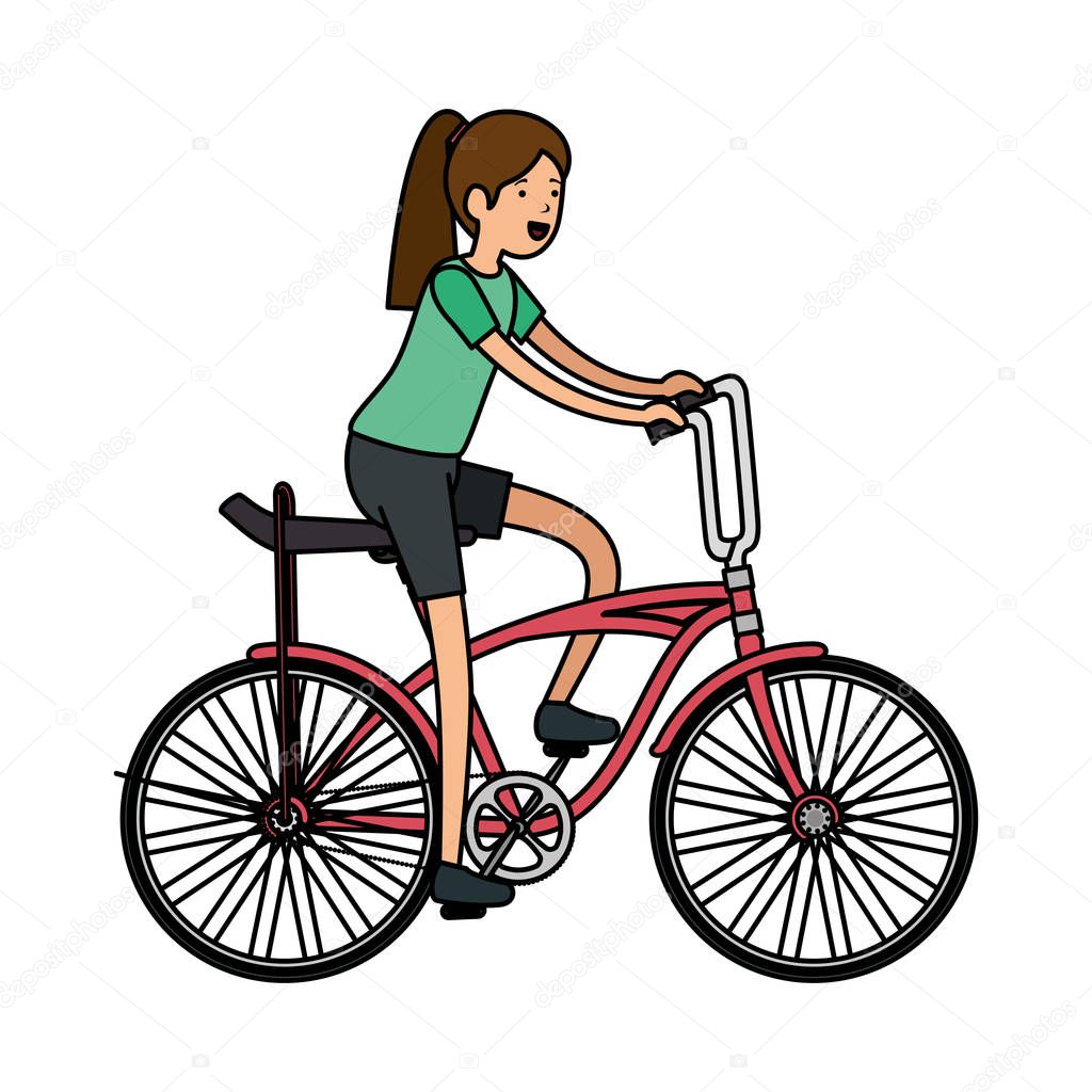 woman in retro bicycle