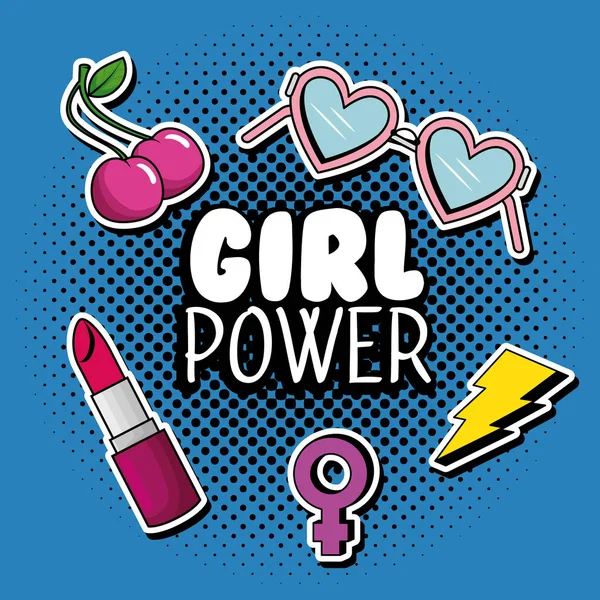 Mode pop art med girl power meddelande — Stock vektor