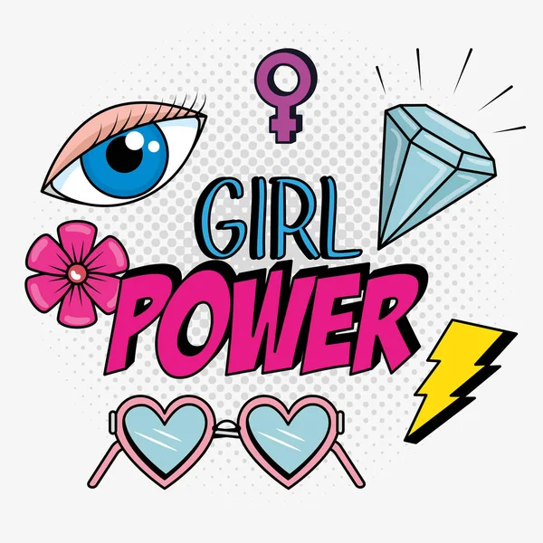 Girl Power Botschaft mit Pop-Art-Stil — Stockvektor