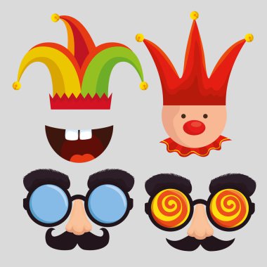 set gün aptallar kutlama araçları ile