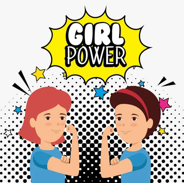 Nők az tiltakozás, csillag, és a lány hatalom üzenettel — Stock Vector