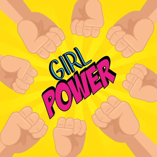 Tangan tinju dengan pesan girl power patch - Stok Vektor