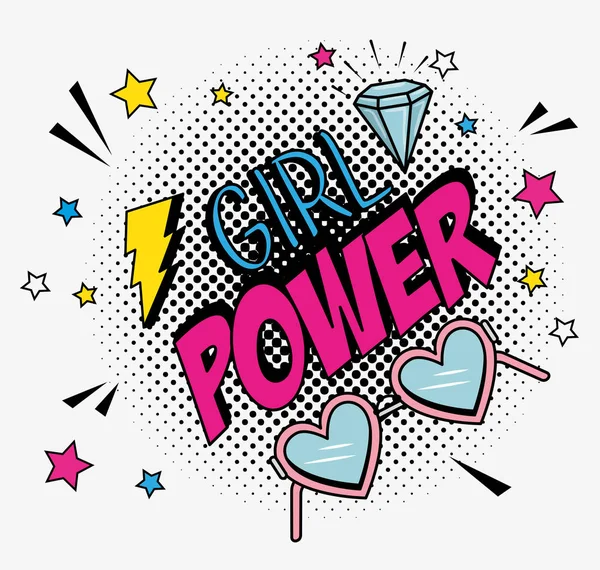 Gaya fashion dengan pesan girl power patch - Stok Vektor