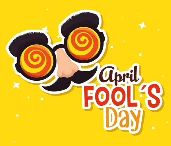 Fools day celebration with humor glasses — Stock Vector