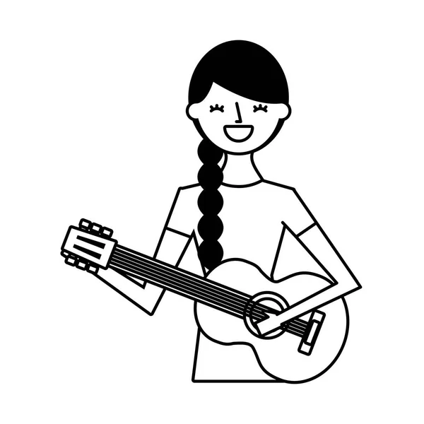 Frau spielt Gitarre — Stockvektor