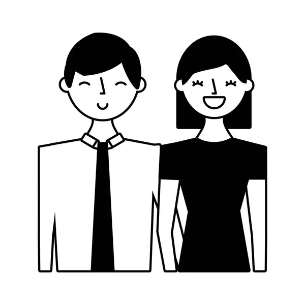 Couple portrait characters — Stock Vector