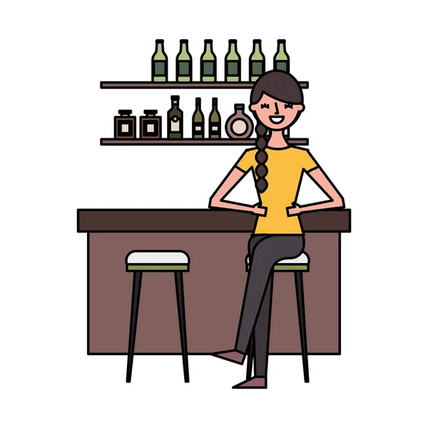 Woman sitting in the bar — Stock Vector