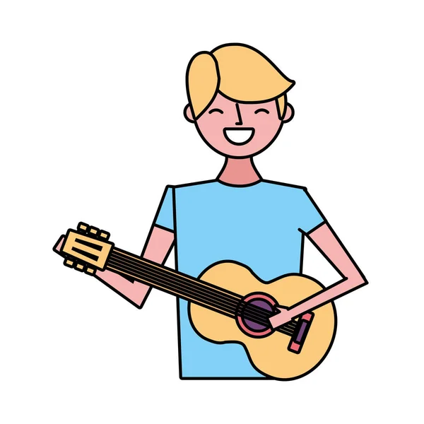 Ung man spelar gitarr — Stock vektor
