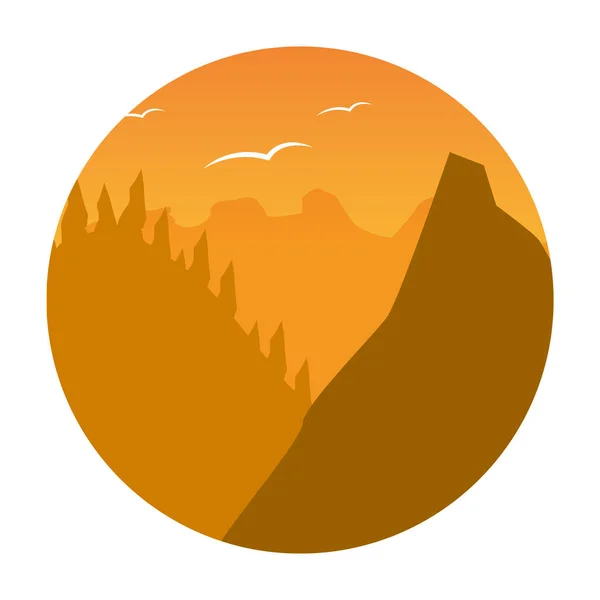 Paisaje montañas bosque — Vector de stock