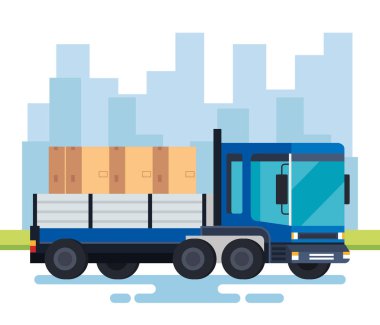 Teslimat servis aracı ile ahşap kutular