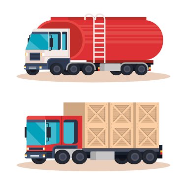 Teslimat servis aracı ile ahşap kutular ve tank