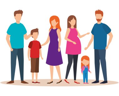 bir grup aile üyesi karakter