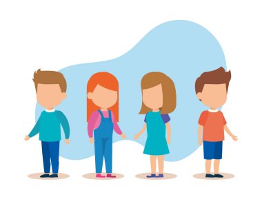 sevimli küçük grup karakter çocuklar