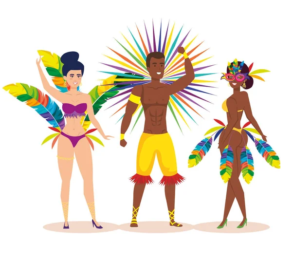 Групповые персонажи бразильских танцоров — стоковый вектор