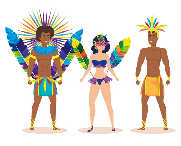 Bailarines brasileños personajes de grupo — Archivo Imágenes Vectoriales