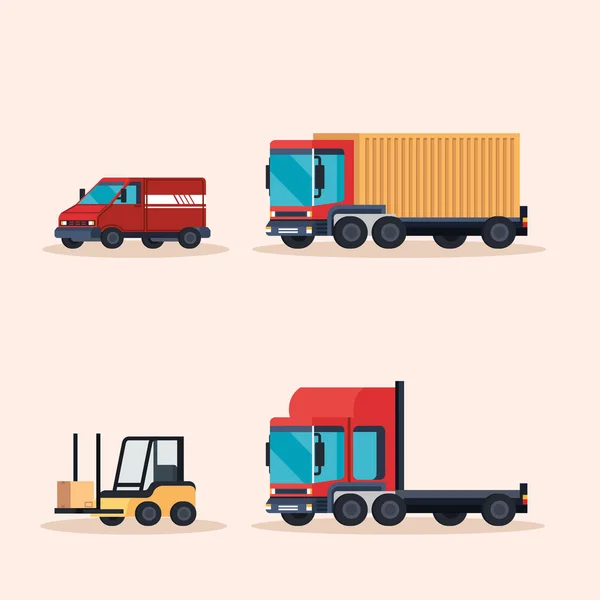 Delivery service set of vehicles — Stock Vector