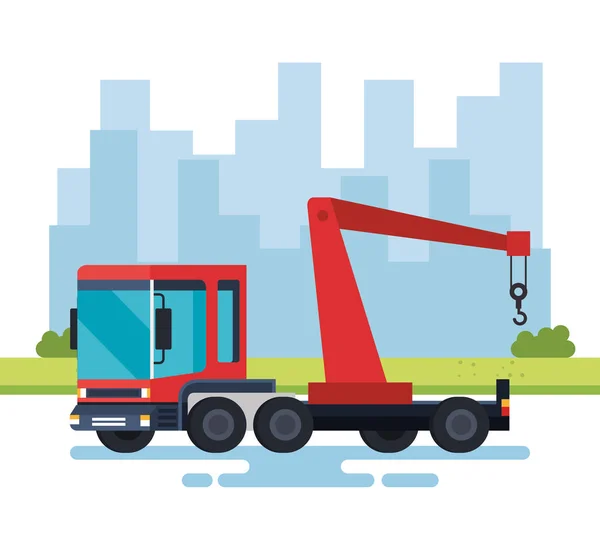 Truck crane logistic service — Stock Vector