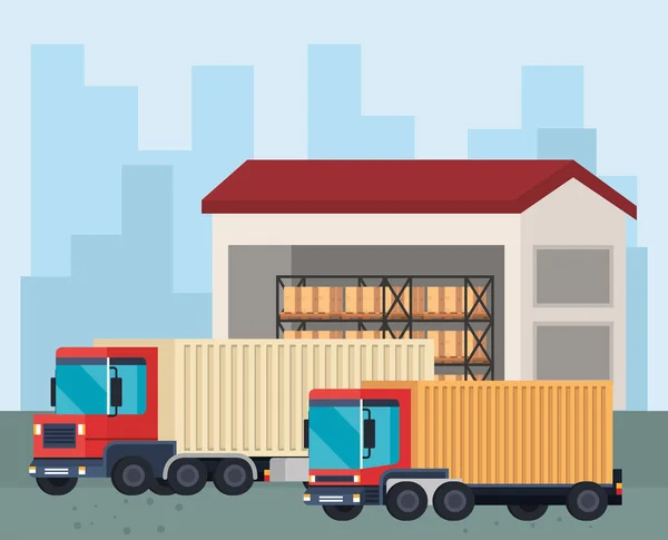Dodávky servisu nákladních automobilů ve skladu — Stockový vektor