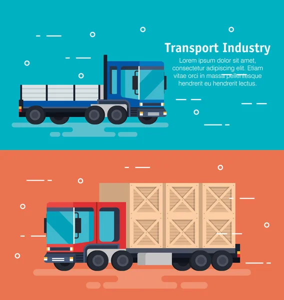 Caminhão de serviço de entrega com caixas de madeira —  Vetores de Stock