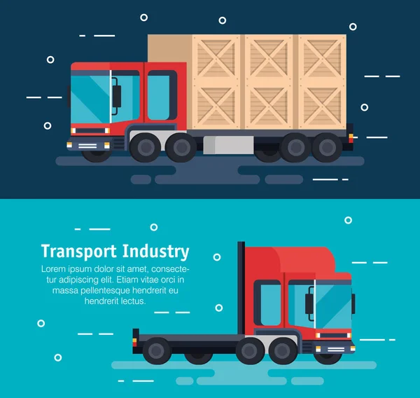 Служба доставки вантажівок з дерев'яними ящиками — стоковий вектор