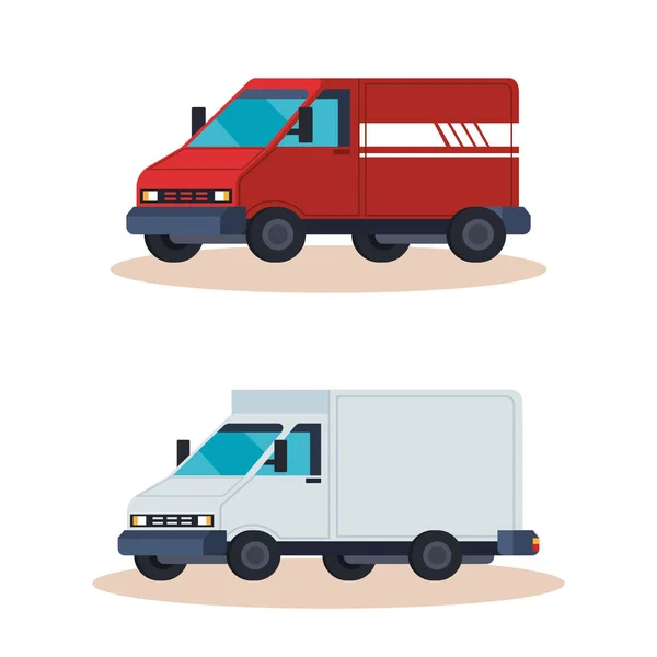 Veículos de vans de serviço de entrega —  Vetores de Stock