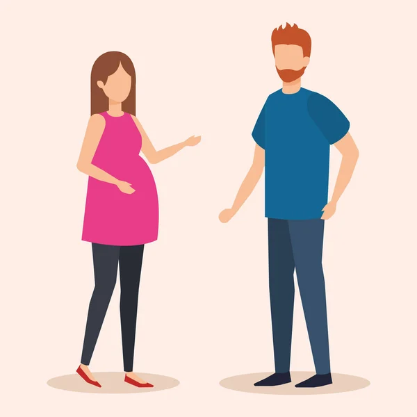 Muž žena těhotenství znaky — Stockový vektor