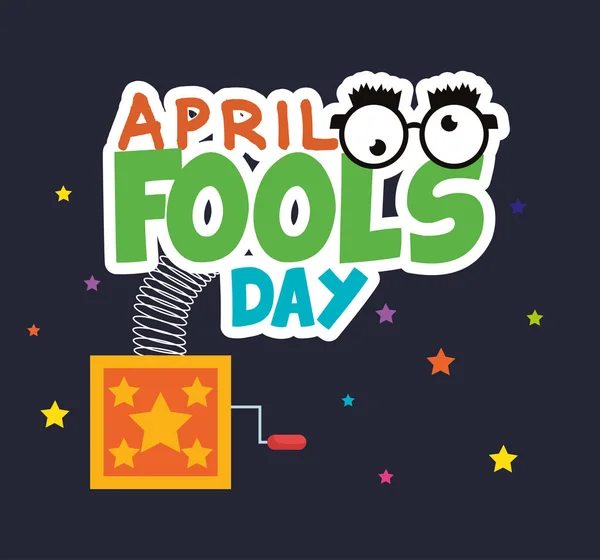 April fools day card with surprise box — Stock Vector