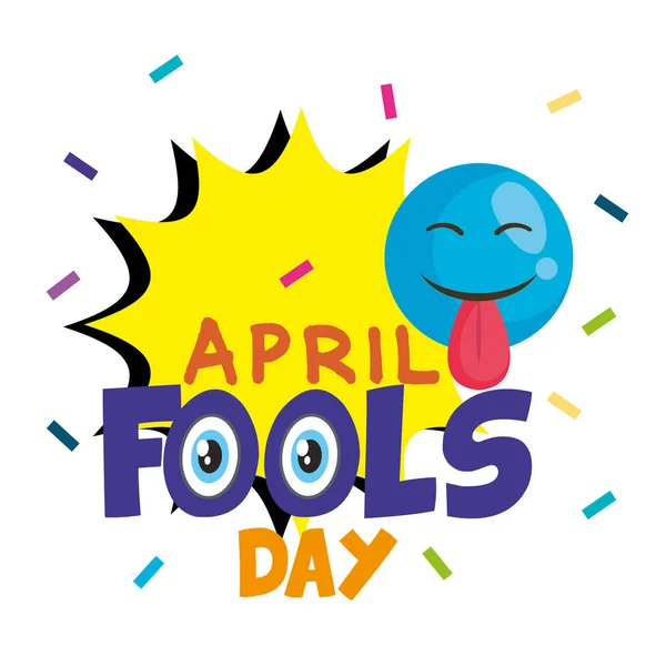 April fools day card with happy face — Stock Vector