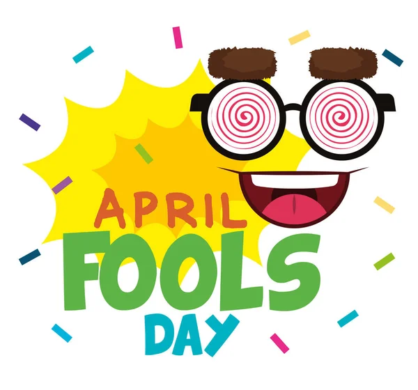April fools day card with comic face accessories — Stock Vector