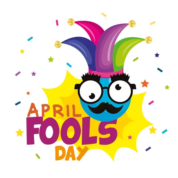 April fools day card with happy face — Stock Vector