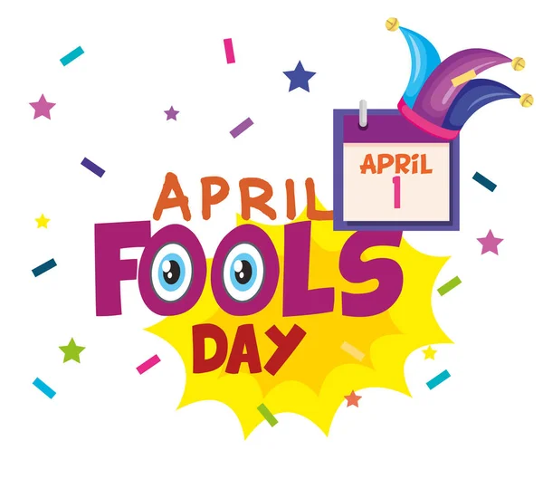 April fools day card with joker hat — Stock Vector