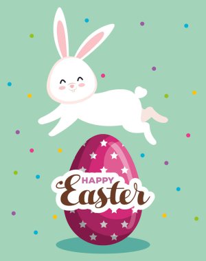 mutlu tavşan yumurta Dekorasyon üzerinde atlama