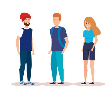 İnsanlar rahat kıyafetler ve saç modeli ile konuşmak