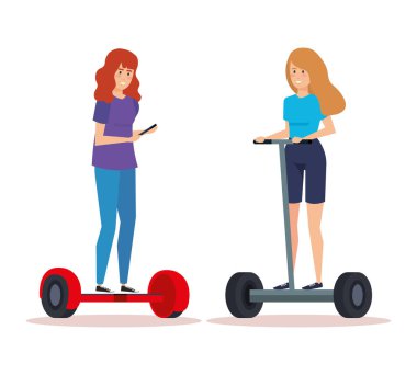 elektrikli scooter sürme smartphone kadınlarla