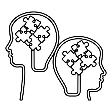 bağlı bulmaca ile insan profilleri