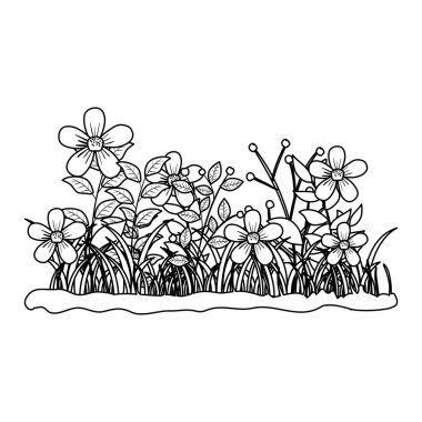 çim bahçe sahne ile güzel çiçekler