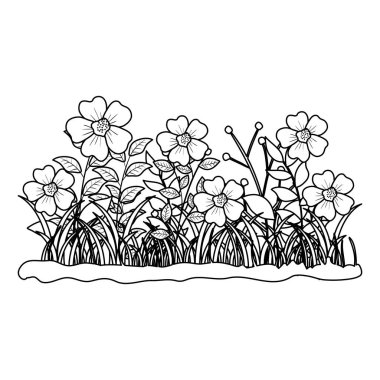 çim bahçe sahne ile güzel çiçekler