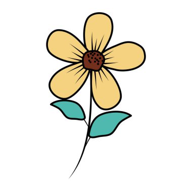 güzel çiçek ve yaprakları dekoratif simgesi